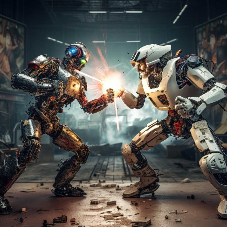 Two robots fighting