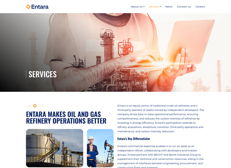 Entara's Services page.