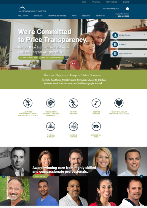 Houston Physicians' Hospital's Home page.