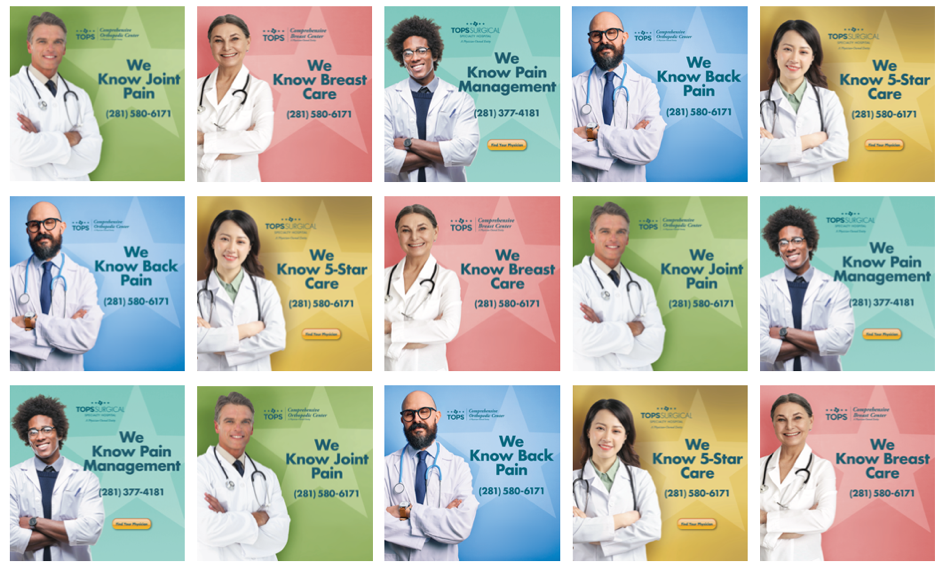 a retargeting ad campaign for tops surgical specialty hospital.