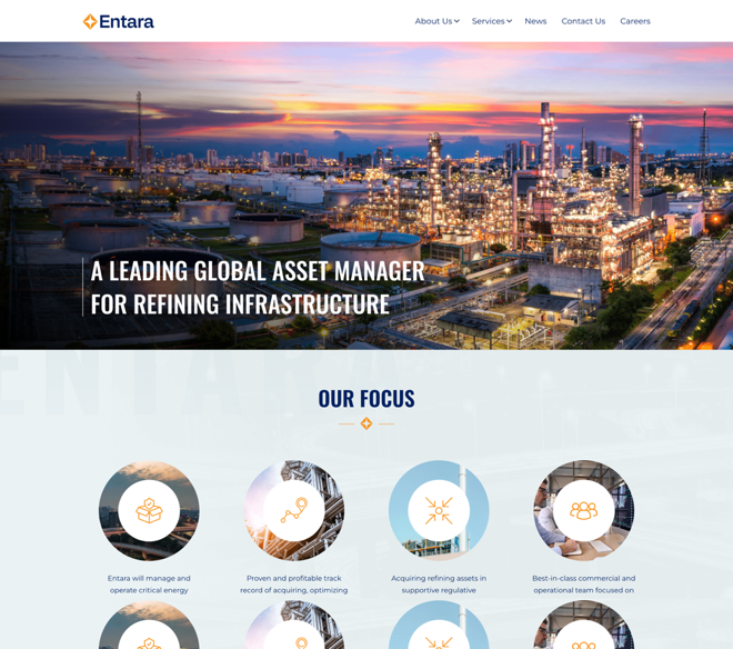 Entara's Home page.
